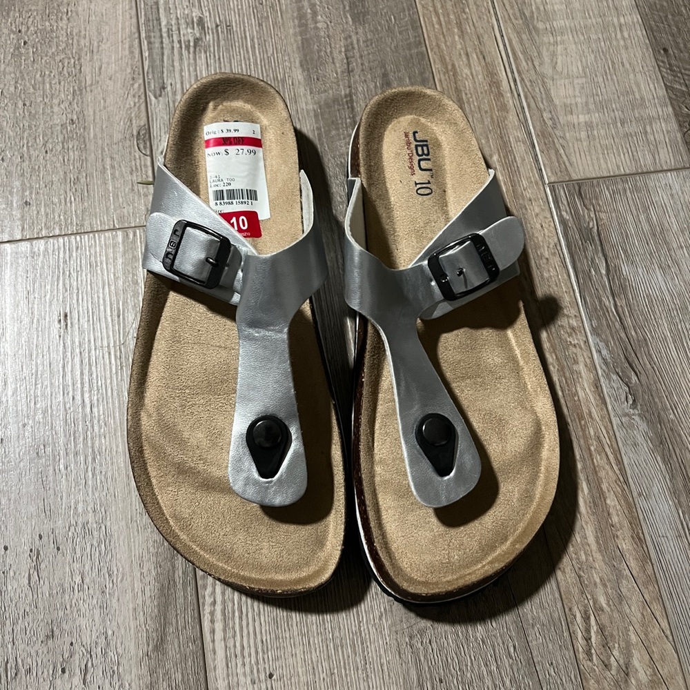 JBU Silver Buckle Sandals 10